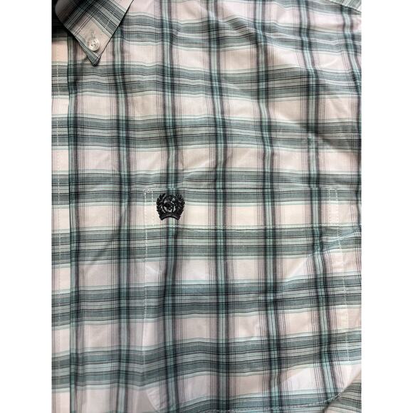 Cinch Shirt Mens Large Teal Green Plaid Flip Cuff Button Down Cowboy Rodeo - Picture 3 of 5